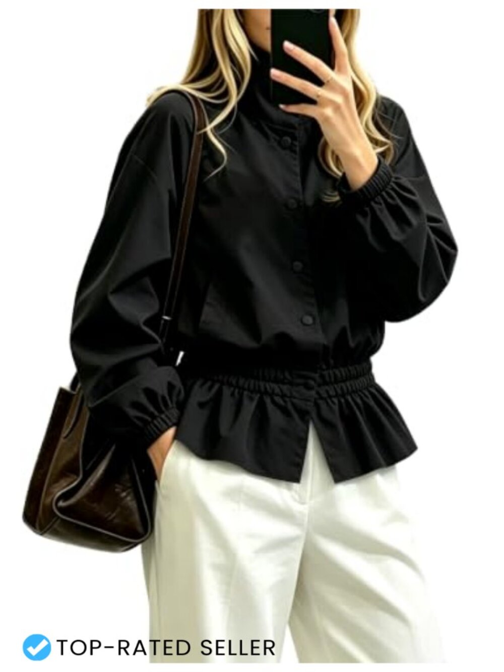 Women's Oversized Bomber Puff Jacket Stand Collar Lightweight Windproof Shacket